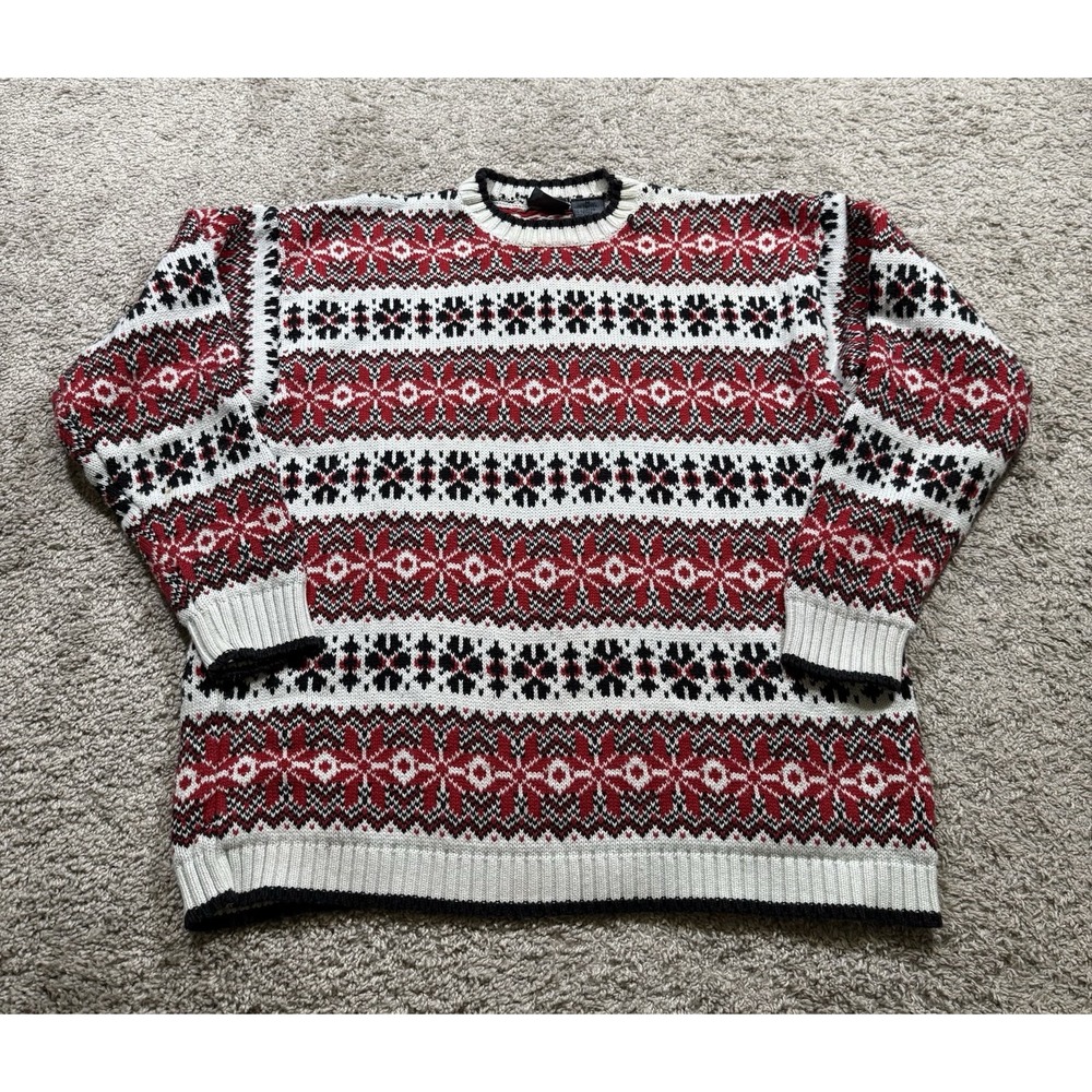 Liz Wear Vintage Nordic Heavyweight Sweater Holiday Christmas M Cozy